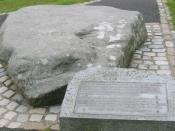 Reputed site of burial of Saint Patrick, in churchyard of cathedral in Downpatrick, Northern Ireland