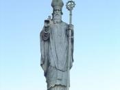 Statue of Saint Patrick at the Hill of Tara, Co. Meath, Ireland.