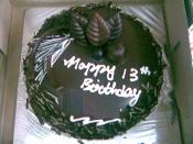 English: A chocolate birthday cake