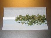 A joint prior to rolling with a paper mouthpiece at left