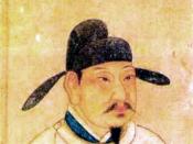Emperor Xuanzong of Tang wearing the robes and the hat of a scholar