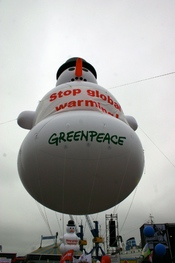 Greenpeace snow man at the G8 Summit. www.greenpeace.org/G8