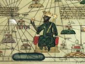 Mansa Musa depicted holding a gold nugget from a 1395 map of Africa and Europe.