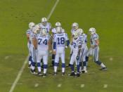 Manning and his teammates in a game against the Jacksonville Jaguars.