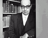 Philip Larkin in a library. Photograph by Fay Godwin. © The British Library Board
