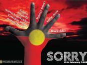 English: One of three posters produced by Batchelor Press/Batchelor Institute to commemorate the day Australian Prime Minister Kevin Rudd apologised to the stolen generation (13th February 2008).