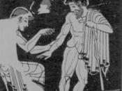 A physician (iatros) bleeding a patient. The Peytel Arybalos, 480-470 BC,