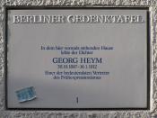 Berliner Gedenktafel für Georg Heym. Neue Kantstraße 12/13, Berlin-Charlottenburg. Enthüllt am 30. Oktober 1987.