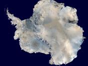 An aerial view of Antarctica. Weddell Sea is the 'bay' in the top left corner.
