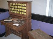 Replica of early Hollerith punched card tabulator and sorter (right) at Computer History Museum