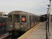 D train, led by car #2590, entering Bay Parkway on the West End Line.