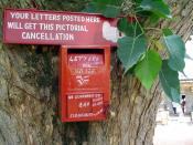 Pictorial cancellation. Postal cancellation with a special design. This post box is located at a historical site Somnathpur in Karnataka, India. The special postal cancellation is to act as a publicity / commemoration media for this tourist site. The spec