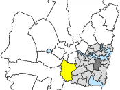 Map of Sydney/New South Wales/Australia, LGA of Bankstown City Council highlighted