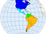 Division of the Americas into North, Middle and South America.