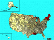 Distribution of French Americans according to the 2000 census