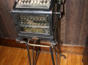 English: An adding machine made by Burroughs Corporation on display at a historical museum.