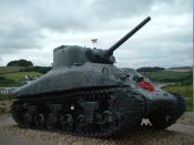 Slapton Sands, Devon at the WWII memorial for Allied Soldiers killed during Exercise Tiger. The tank was raised from the sea bed in 1984. It is a M4A1 Sherman tank.