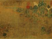 Zhan Ziqian, Stroll About in Spring (游春图）. This may be a copy of the earlier Sui/Tang dynasty work Barnhart: Page 64.