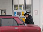 English: Lada in petrol station.
