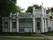 White Castle Building No. 8 in Minneapolis, Minnesota. The restaurant is listed on the National Register of Historic Places as an example of a prefabricated porcelain-coated steel structure once built by the chain.