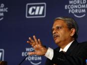 NEW DELHI/INDIA, 16NOV08 - Kris Gopalakrishnan, Chief Executive Officer and Managing Director, Infosys Technologies, India speaks during a plenary panel discussion about the corporate landscape during the World Economic Forum's India Economic Summit 2008 