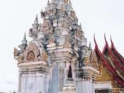 Central chedi of Wat Phra Borom That Chaiya (วัดพระบรมธาตุไชยาราชวรวิหาร) in Srivijaya style in Chaiya, Surat Thani province, Thailand