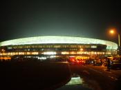 This is a night view of Sekondi-Takoradi Stadium, Sekondi-Takoradi, Ghana.