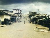 A street in the town of Sekondi-Takoradi, population 335,000, the capital of the Western Region of Ghana. It is Ghana's third largest city and an industrial and commercial center.