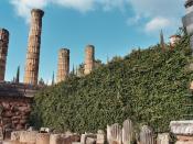 Temple of Apollo at Delphi from below with ivy