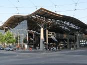 Morning view of Southern Cross Station, Melbourne. From corner of Collins and Spencer Streets.
