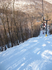 Chair lift over a ski slope at Blue Knob State Park