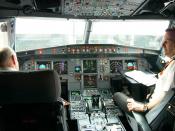 The cockpit of an easyJet Airbus A319 on March 28, 2006 after a landing in Tallinn.