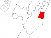 Map highlighting Hoboken within Hudson County