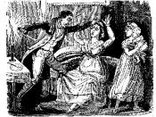 18th century illustration of murderer Matthias Brinsden stabbing his wife.