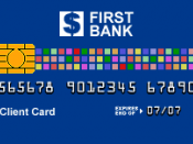 English: Sample ATM card which can be distinguished from a credit card or debit card by the absence of such features as network logotype on the front. Created by Sergio Ortega on April 16, 2008, based on existing standards.