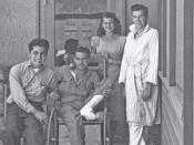 English: Rita Hayworth visiting Frank Gritts' hospital ward during WWII