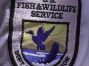 English: Patch showing the logo of the U.S. Fish and Wildlife Service on an USFWS employee's uniform.