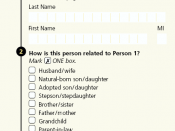 Census 2000 Long Form Questionnaire showing the Person 2 section including questions 2 and 3 which allow data to be compiled regarding same-sex partners