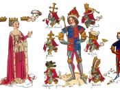 English: King Richard III and his family in the contemporary Rous Roll in the Heralds' College. Left to right: Anne Neville, Queen of King Richard 3rd; King Richard 3rd; Edward, Prince of Wales, their son.