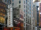 The Lion King on Broadway. showing originally at the New Amsterdam Theater (shown), it is now showing at the Minskoff.