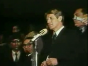 Kennedy giving his speech on Martin Luther King, Jr..