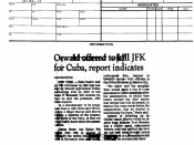 Criminal inteligence report (FBI) with a newspaper clipping from the Dallas Morning News reporting Oswald´s contacted Cuban Embassy in Mexico City about two months before the assassination of JFK.