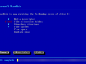 SCANDISK operating in text mode on a Windows 98 system.