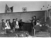 Elementary school class of Indian students with botanical specimens at United States Indian School, Carlisle, Pennsylvania