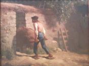 Oil painting of peasant by Jean-François Millet from ca. 1850.