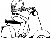 English: Line art drawing of a motor scooter.