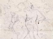 Sketch for Satan Watching the Endearments of Adam and Eve by William Blake. Pencil on Paper
