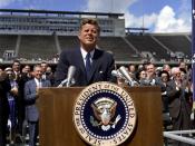 English: President John F. Kennedy speaks on the nation's space effort, , Houston, Texas, September 12, 1962.