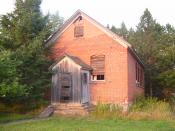 English: Photo of the Agenda schoolhouse in northern Price County, Wisconsin.