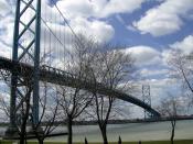 28% of all merchandise trade between the United States and Ontario crosses the Detroit River at the Ambassador Bridge.